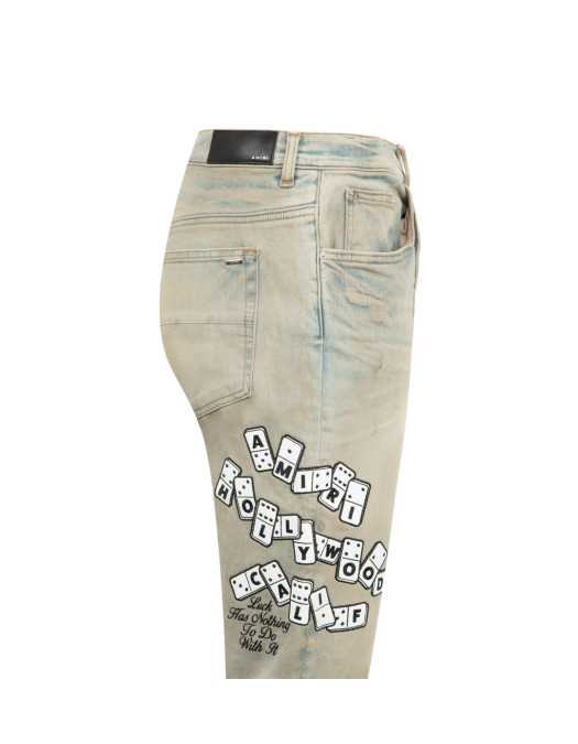 Jeans AMIRI, domino applique skinny jean, Blue/Grey - AMBMJE1048543