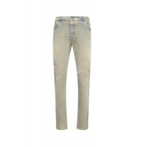 Jeans AMIRI, domino applique skinny jean, Blue/Grey