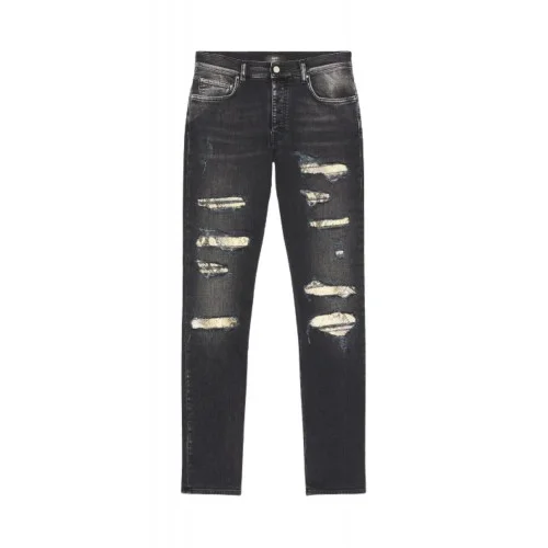 Jeans AMIRI, Snake Thrasher Skinny Jeans, Negru