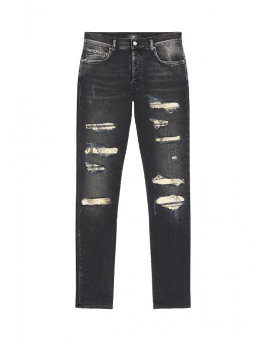 Jeans AMIRI, Snake Thrasher Skinny Jeans, Negru - AMBMJE1099926