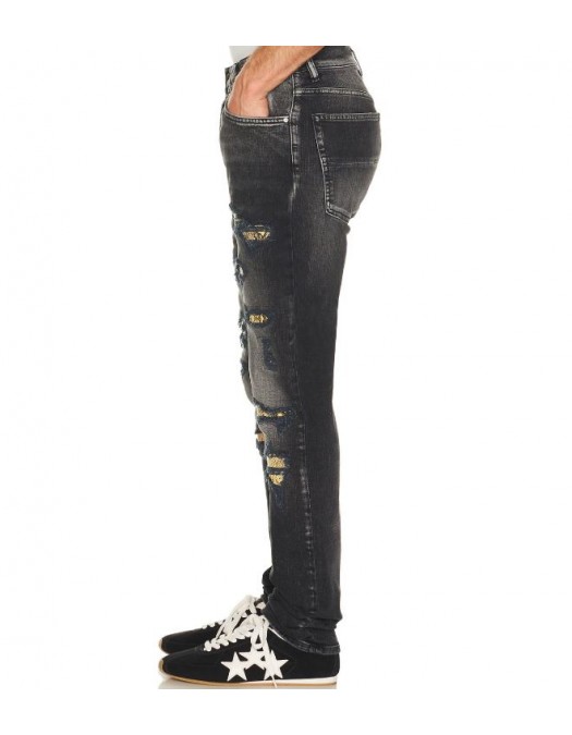 Jeans AMIRI, Snake Thrasher Skinny Jeans, Negru - AMBMJE1099926