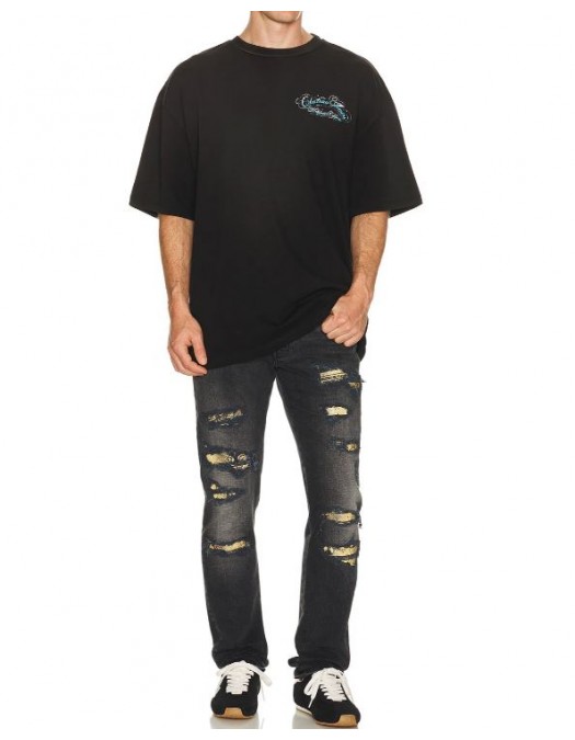 Jeans AMIRI, Snake Thrasher Skinny Jeans, Negru - AMBMJE1099926
