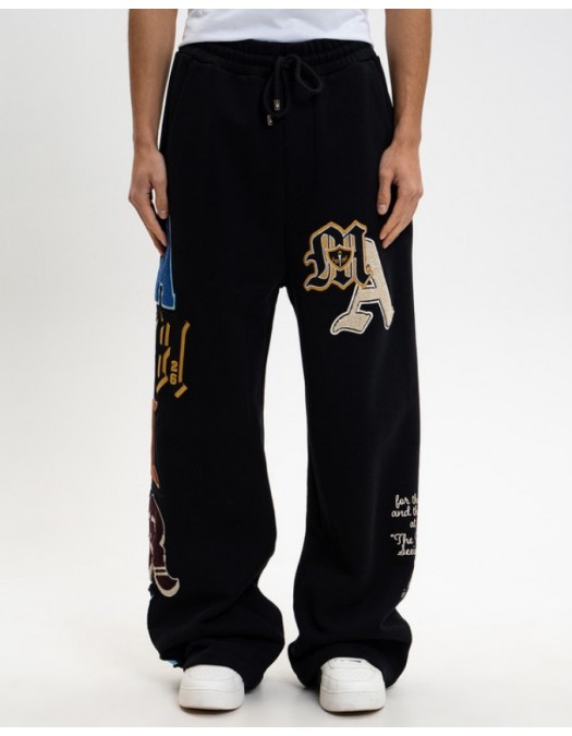 Pantaloni AMIRI, Black Varsity Logo Insulated Track Pants - AMBMPA1020001