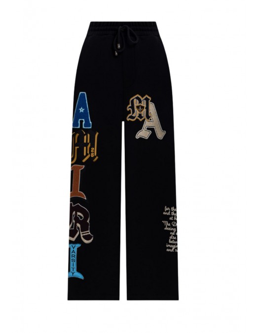 Pantaloni AMIRI, Black Varsity Logo Insulated Track Pants - AMBMPA1020001