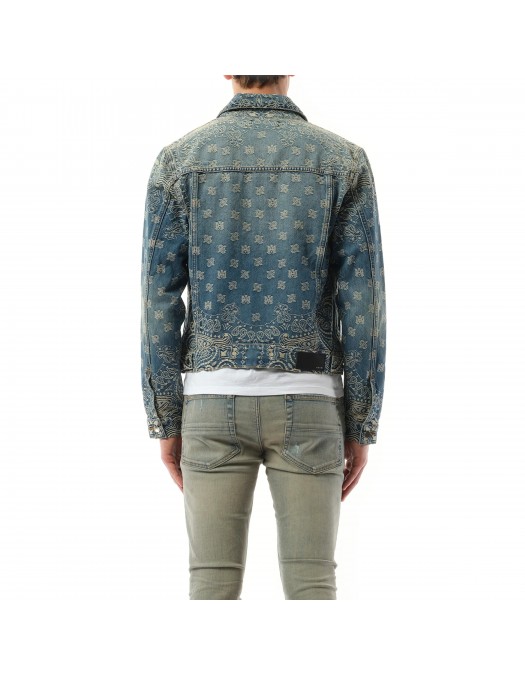 GEACA AMIRI, Bandana, MA Trucker Denim, Blue - AMDNBN1004DARKINDIGO