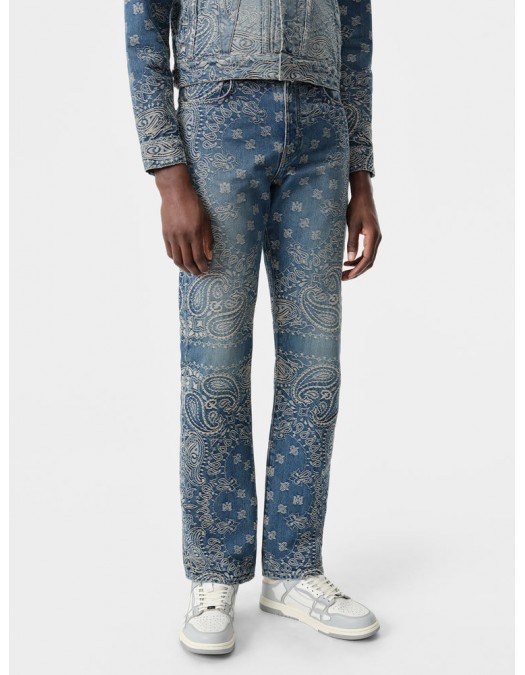 Jeans AMIRI, Bandana Jacquard Straight Jean - AMDNGH1034DARKINDIGO