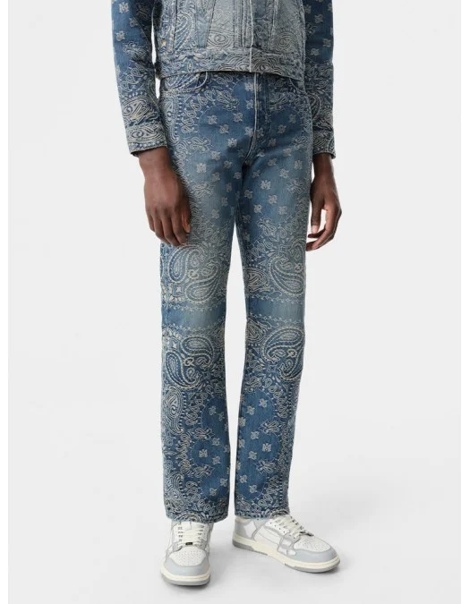 Jeans AMIRI, Bandana Jacquard Straight Jean - AMDNGH1034DARKINDIGO