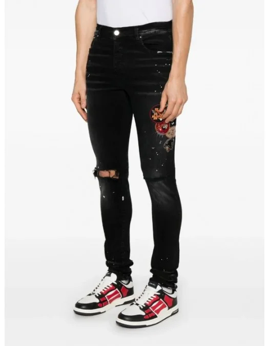 Jeans AMIRI, Patch-detailing skinny jeans - AMDNSY1130AGEDBLACK Jeans AMIRI, Patch-detailing skinny jeans - AMDNSY1130AGEDBLACK