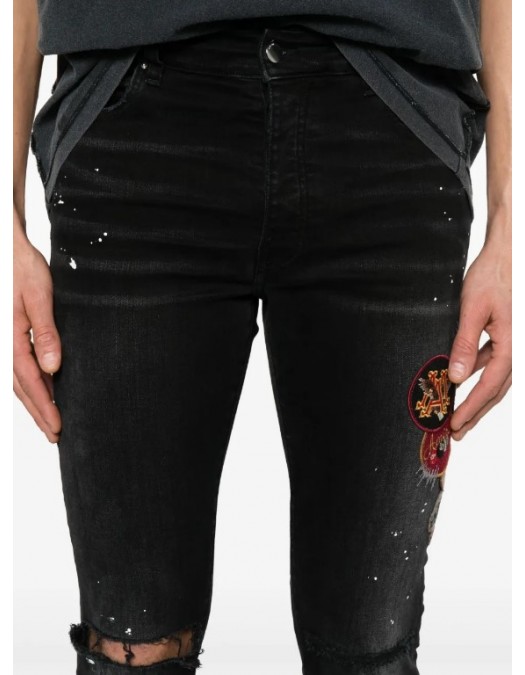 Jeans AMIRI, Patch-detailing skinny jeans - AMDNSY1130AGEDBLACK