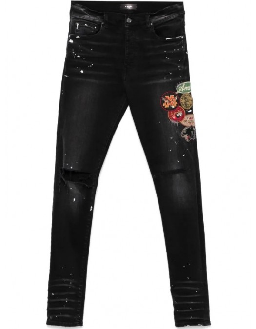 Jeans AMIRI, Patch-detailing skinny jeans - AMDNSY1130AGEDBLACK