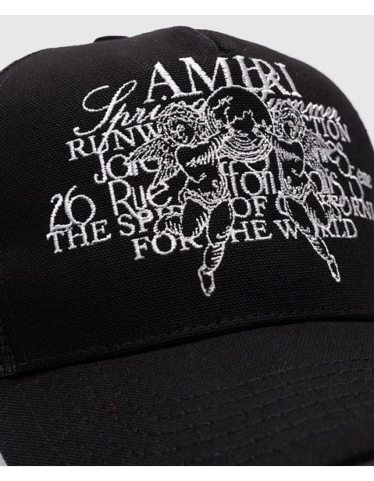 SAPCA AMIRI, Trucker, Edgy Design, Black - AMHATR1005BLACK10ZCANVAS SAPCA AMIRI, Trucker, Edgy Design, Black - AMHATR1005BLACK10ZCANVAS