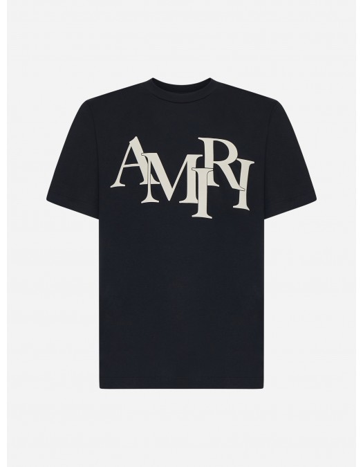 TRICOU AMIRI, Design Logo Interliniat, Black - AMJYTE1078BLACK