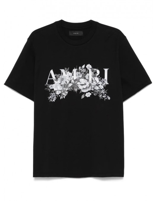 TRICOU AMIRI, Grey Flowers Print, Black - AMJYTE1192001