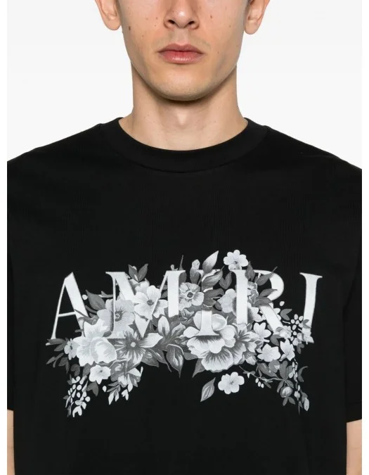 TRICOU AMIRI, Grey Flowers Print, Black - AMJYTE1192001