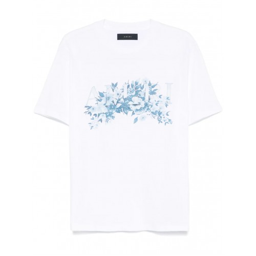 TRICOU AMIRI, Blue Flowers Print, White TRICOU AMIRI, Blue Flowers Print, White