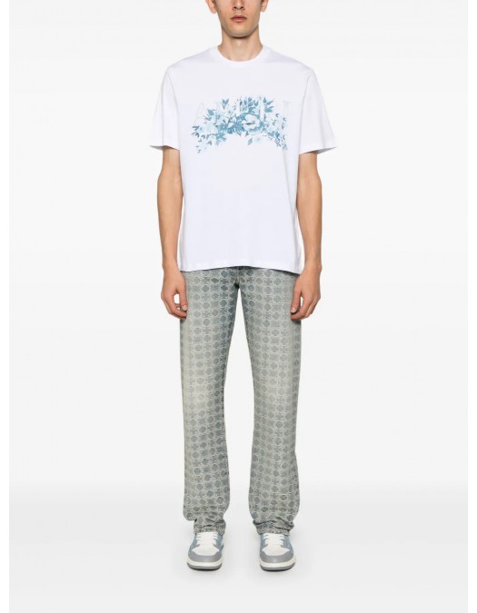 TRICOU AMIRI, Blue Flowers Print, White - AMJYTE1192100