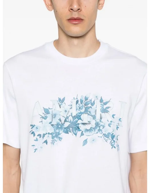 TRICOU AMIRI, Blue Flowers Print, White - AMJYTE1192100