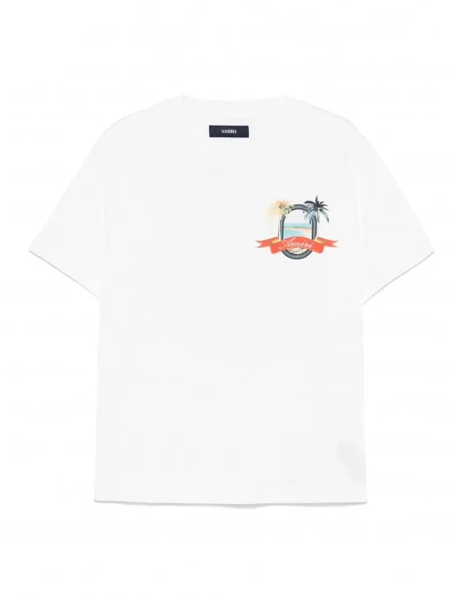 TRICOU AMIRI, Palms Print, White - AMJYTE1217IVORY TRICOU AMIRI, Palms Print, White - AMJYTE1217IVORY