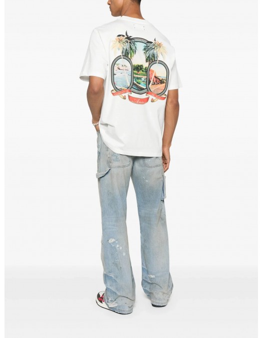 TRICOU AMIRI, Palms Print, White - AMJYTE1217IVORY TRICOU AMIRI, Palms Print, White - AMJYTE1217IVORY