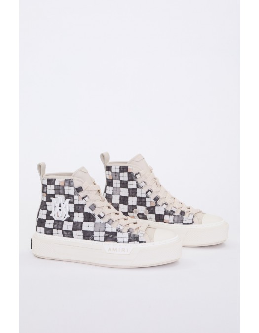 Sneakers AMIRI, Checkered Court High Top, Bej - AMSNSN1054001