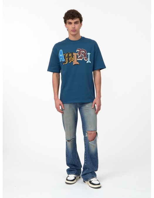Tricou AMIRI, Blue T-shirt with a logo - AMTOJR1006950