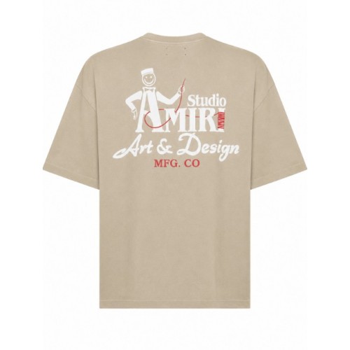Tricou AMIRI, Beige cotton jersey Amiri Studio oversized T-shirt