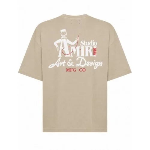 Tricou AMIRI, Beige cotton jersey Amiri Studio oversized T-shirt