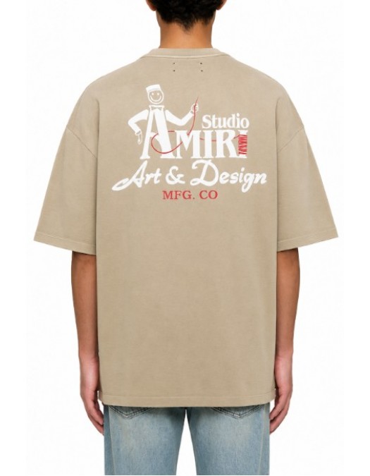 Tricou AMIRI, Beige cotton jersey Amiri Studio oversized T-shirt - AMTOJR1155002X