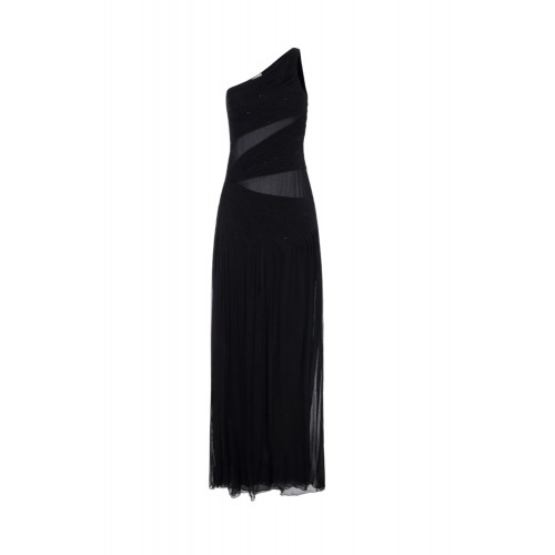 Rochie ELISABETTA FRANCHI, Red Carpet dress in crepon fabric with embroideries, Negru