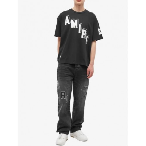 TRICOU AMIRI, FLOCKED HOCKEY SKATER, Negru TRICOU AMIRI, FLOCKED HOCKEY SKATER, Negru