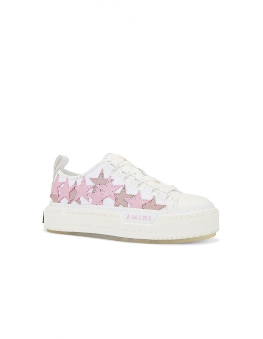 Sneakers AMIRI, Pink Star Patch, Low Top, White - AWFOSR1035WHITEPINK