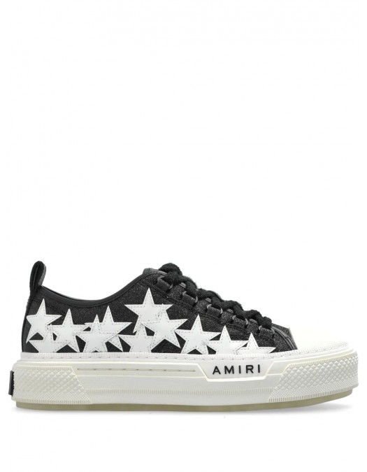 Sneakers AMIRI, Glitter Black Stars Court ,Low Top, White - AWFOSR1106BLACK