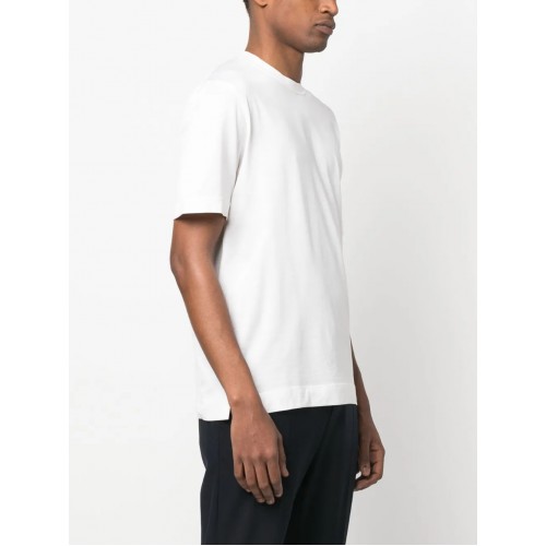 Tricou Zegna, Little Logo, Simple, Silk, White Tricou Zegna, Little Logo, Simple, Silk, White