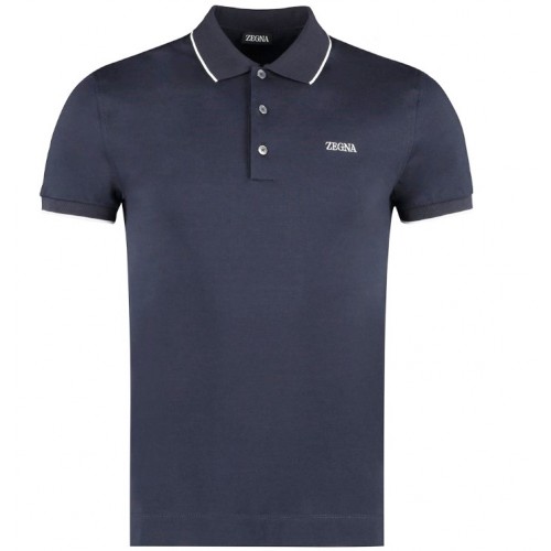 Tricou Zegna, Guler Polo, Bleumarin Tricou Zegna, Guler Polo, Bleumarin