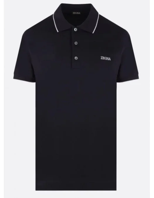 Tricou Zegna, Guler Polo, Negru - B746E7358A5K09 Tricou Zegna, Guler Polo, Negru - B746E7358A5K09