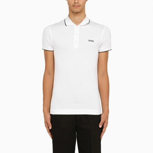 Tricou Zegna, Guler Polo, Alb Tricou Zegna, Guler Polo, Alb