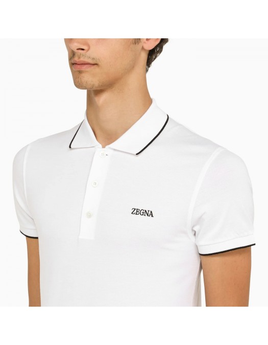 Tricou Zegna, Guler Polo, Alb - B746E7358A5N00