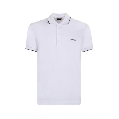Tricou Zegna, Guler Polo, Alb Tricou Zegna, Guler Polo, Alb