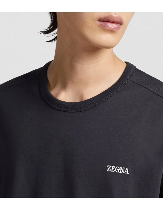 Tricou ZEGNA, Black, Model Clasic, Logo Insert - B760E7360A5B09 Tricou ZEGNA, Black, Model Clasic, Logo Insert - B760E7360A5B09
