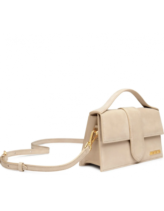 Geanta JACQUEMUS, Large Bambino Dark Beige Suede Crossbody Bag - BAW00007AC08C01180