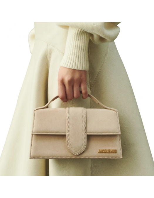 Geanta JACQUEMUS, Large Bambino Dark Beige Suede Crossbody Bag - BAW00007AC08C01180