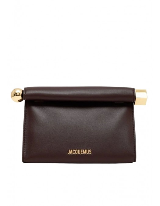 Geanta JACQUEMUS, Le Sac Rond Carre leather clutch, Brown - BAW00472AC27L14890