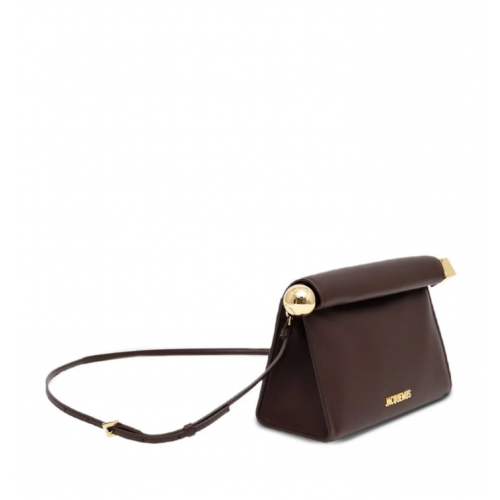Geanta JACQUEMUS, Le Sac Rond Carre leather clutch, Brown