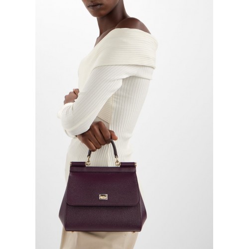 GEANTA DOLCE & GABBANA,  Sicily Handbag, Medium, Merlot