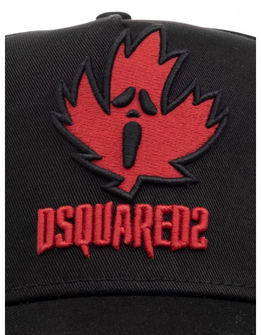 Sapca DSQUARED2, Red Leaf Insert, Black - BCM082405C000012124