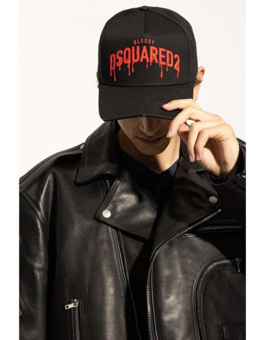 Sapca DSQUARED2, Icon Stamp Baseball, Red Details, Black - BCM082905C000012124