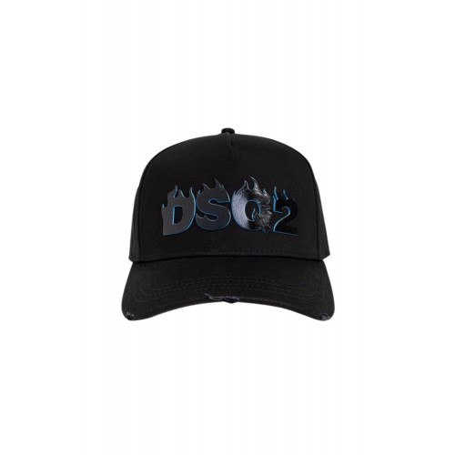 Sapca DSQUARED2, BLACK Baseball cap, Flames Logo, Negru Sapca DSQUARED2, BLACK Baseball cap, Flames Logo, Negru