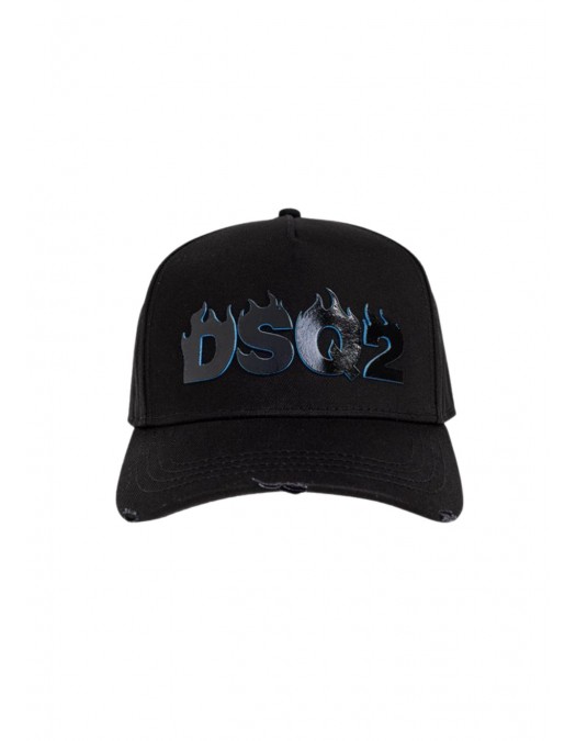 Sapca DSQUARED2, BLACK Baseball cap, Flames Logo, Negru - BCM0915BCM09152124 Sapca DSQUARED2, BLACK Baseball cap, Flames Logo, Negru - BCM0915BCM09152124