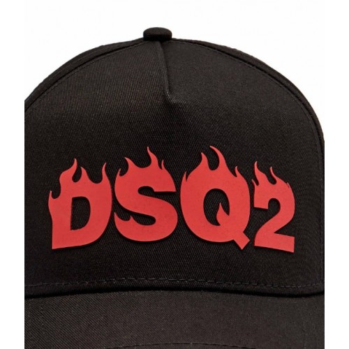 Sapca DSQUARED2, BLACK Baseball cap, Flames Logo, Negru