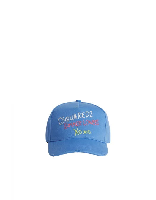 Sapca DSQUARED2, Summer Lovers Embroidered Baseball Cap, Blue - BCM091905C000013084UNI Sapca DSQUARED2, Summer Lovers Embroidered Baseball Cap, Blue - BCM091905C000013084UNI